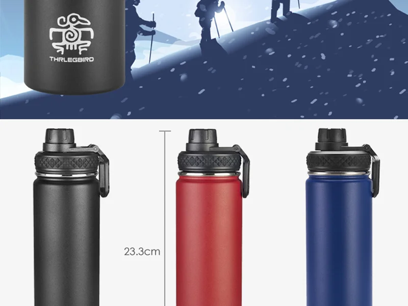 Bicycle Water Bottle 650ML Outdoor Sport Fitness Running Cycling Warm-keeping Bike Kettle Drink Bottle Stainless Steel Cup