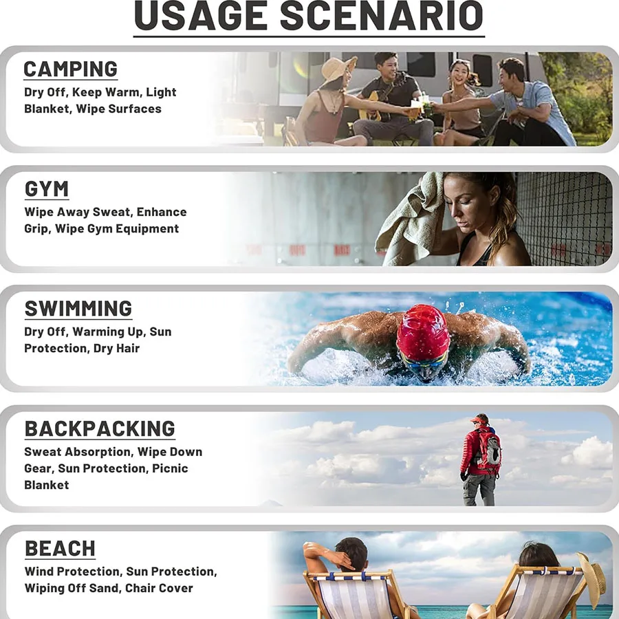 Fitness Towel for Sports Multifunctional Quick-Drying Towel Gym Equipment Sweat Pad Towel Swimming Towel Microfiber Pool Towels