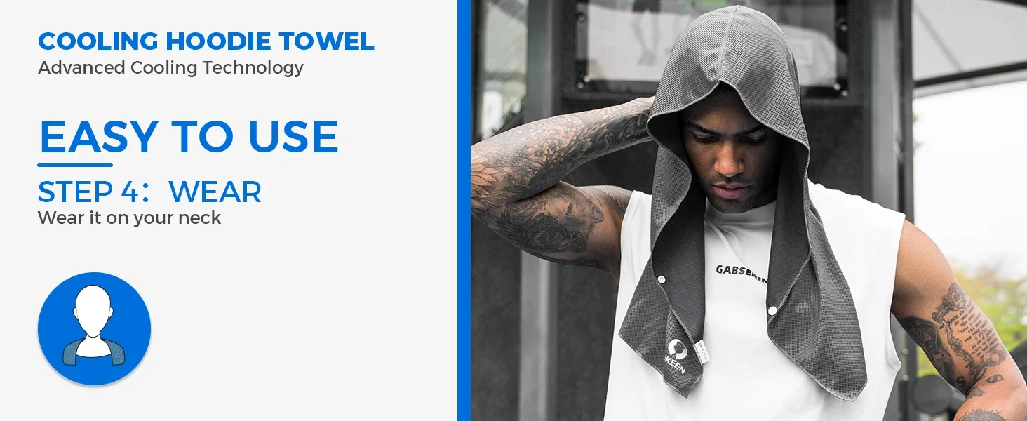 Summer Cooling Hoodie Towel Sweat-absorbent Cool Anti-UV Cycling Soft Cold Sensing Quick-drying Scarf for Fitness Hiking Fishing