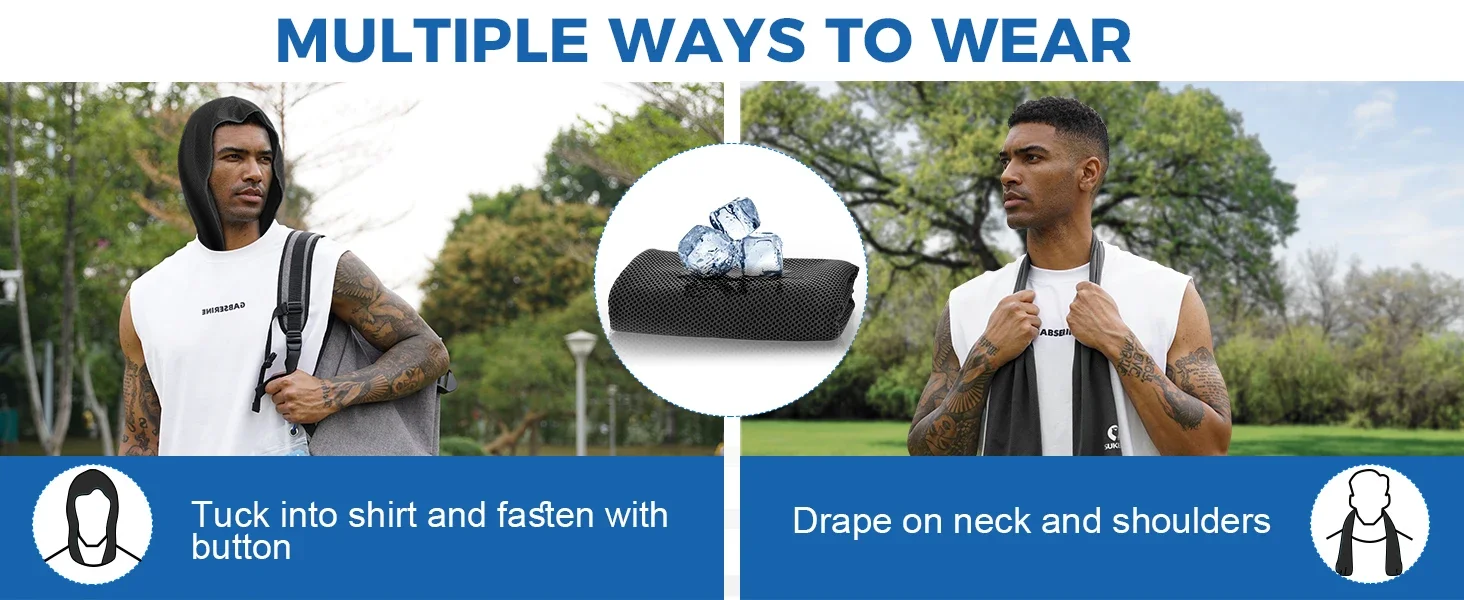 Summer Cooling Hoodie Towel Sweat-absorbent Cool Anti-UV Cycling Soft Cold Sensing Quick-drying Scarf for Fitness Hiking Fishing