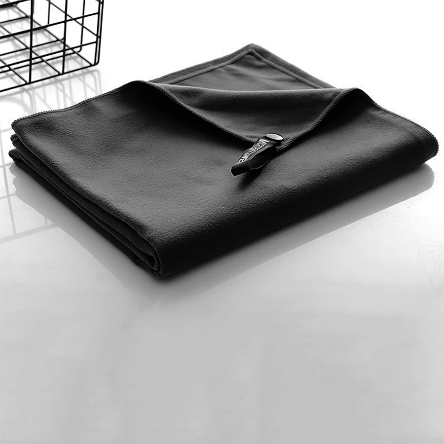 Black Portable Outdoor Sports Super Absorbent Soft Quick Drying Towel, Travel Towel for Travel, Yoga, Beach, Bath,Hiking,Fitness