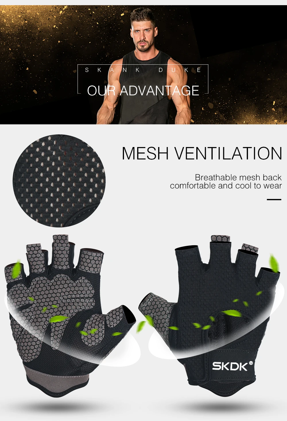 SKDK Gym Gloves Weightlifting Workout Dumbbell Crossfit Bodybuilding Accessorie Breathable Fitness Gloves Silicone Palm Hollow