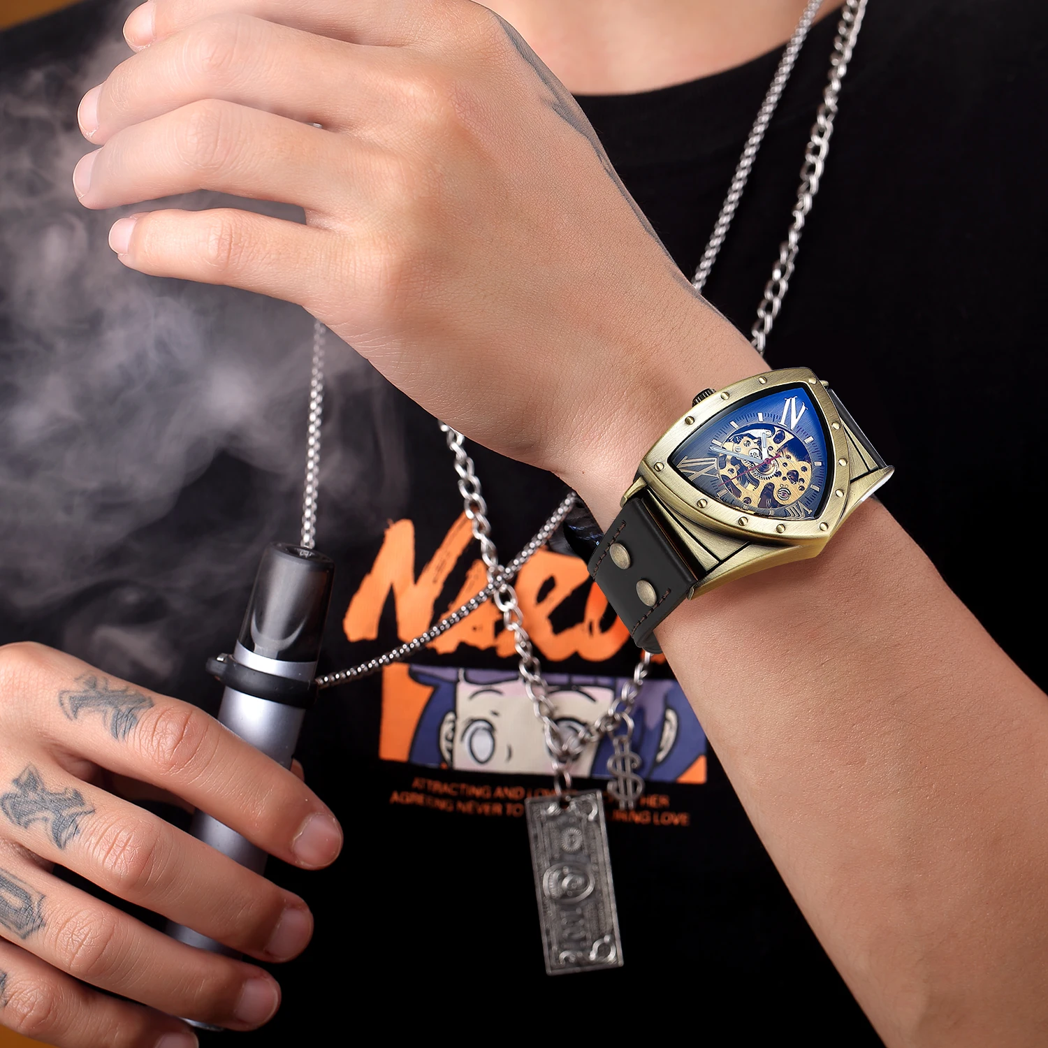 Fashionable Men's Watch Triangle Hollowed Out Luminous Fully Automatic Mechanical Movement Mechanical Watches reloj automático