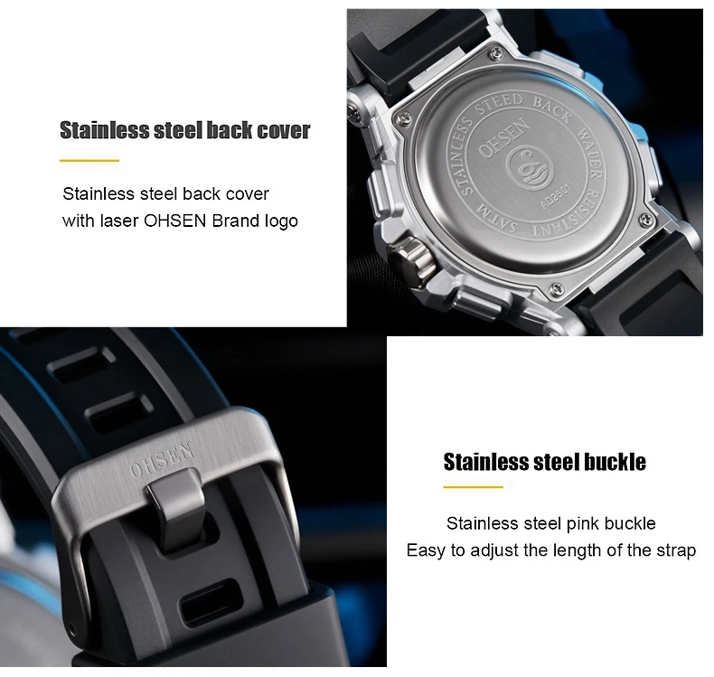 Fashion Trendy Sports Men's Electronic Watch LED Light Analog Digital Dual Display Calendar Multifunctional Watch reloj hombre