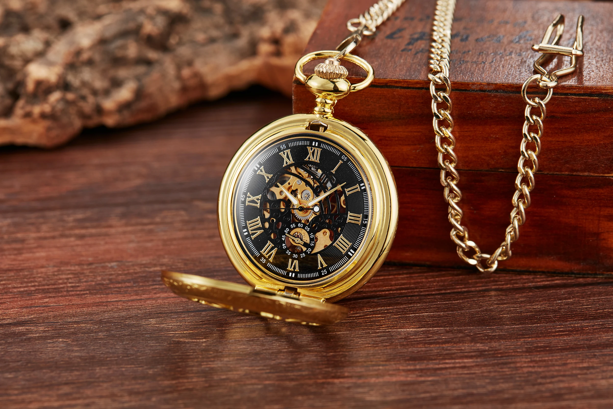 Retro classic mechanical pocket watch luminous petals hollowed out flip cover manual winding men women mechanical pocket watch