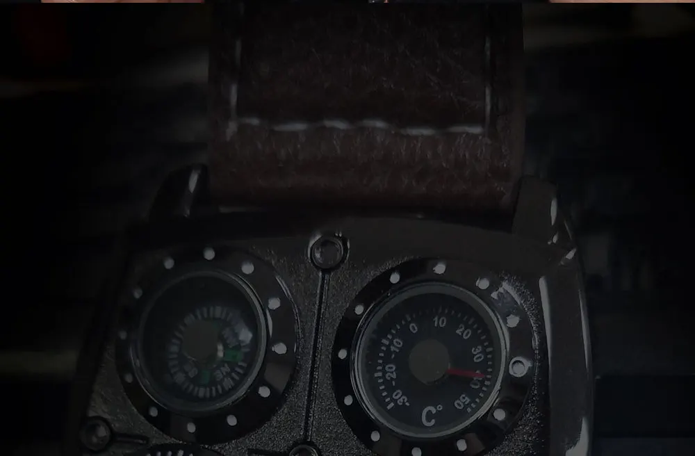 Oulm Fashion Casual Cool Streetstyle Men's Watch Double Time Zone Large Dial Luminous Leather Strap Men's Quartz Watches reloj