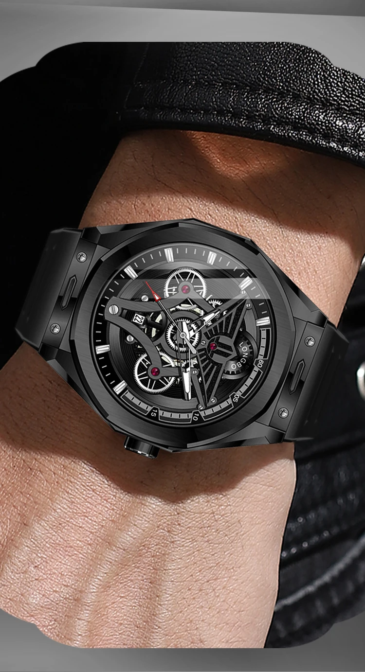 New Fashionable Trendy Men's Watche Luminous Calendar Function Silicone Strap Waterproof Men's Quartz Watch relojes para hombres