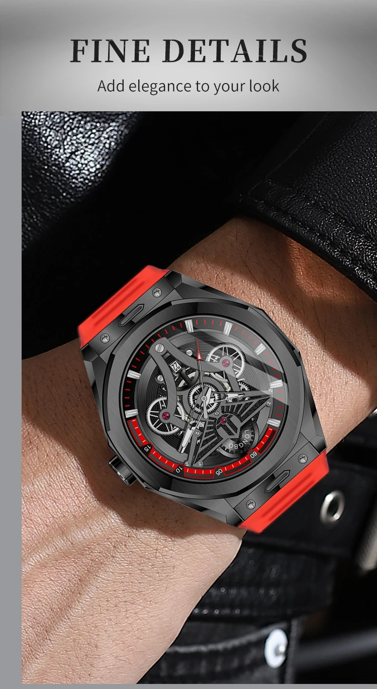 New Fashionable Trendy Men's Watche Luminous Calendar Function Silicone Strap Waterproof Men's Quartz Watch relojes para hombres