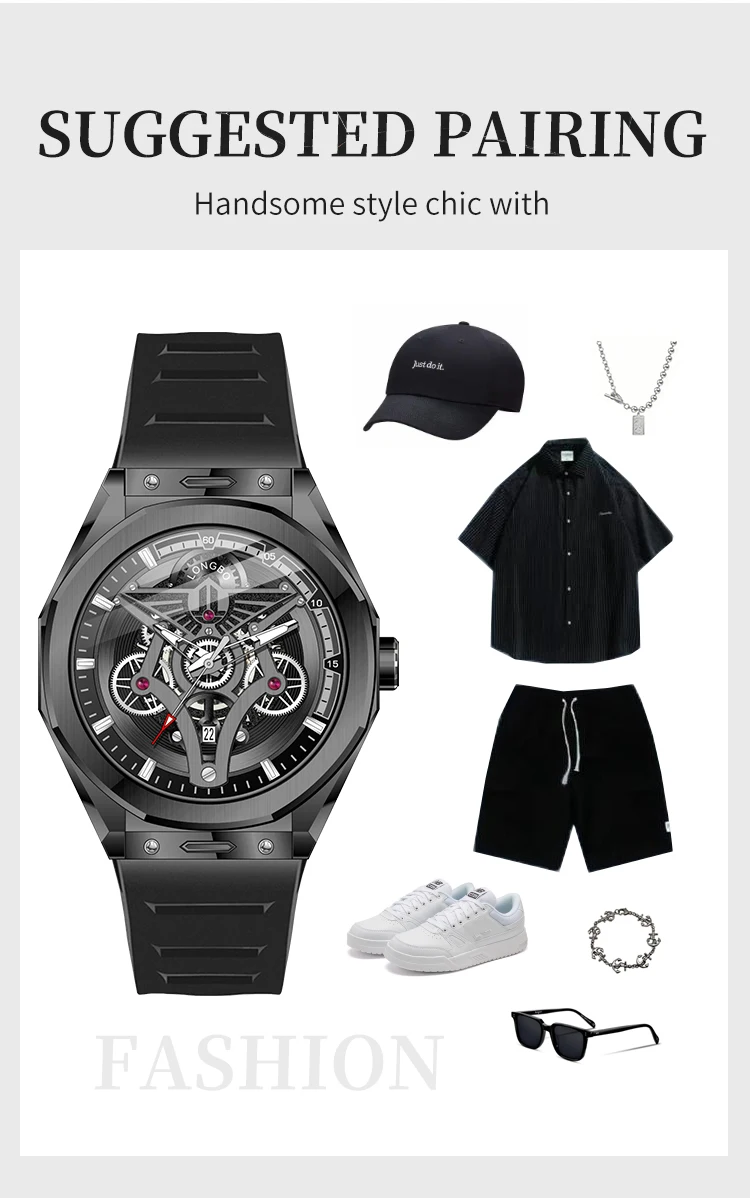 New Fashionable Trendy Men's Watche Luminous Calendar Function Silicone Strap Waterproof Men's Quartz Watch relojes para hombres