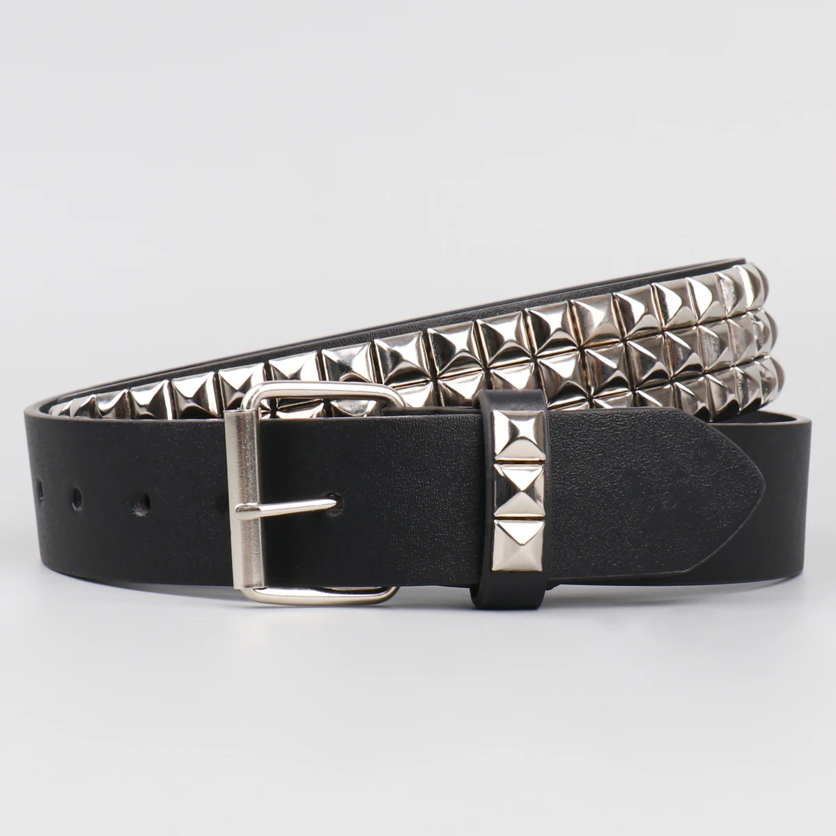 Fashion men's metal pin buckle PU riveted belt