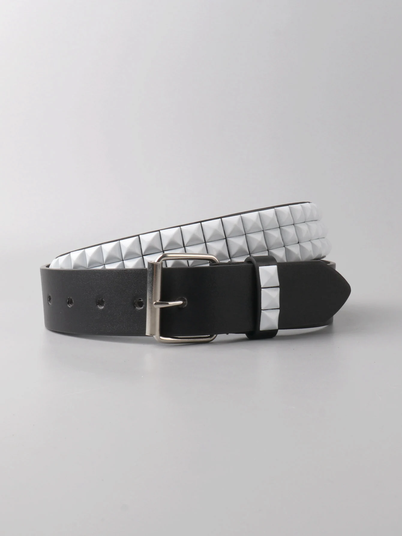 Fashion men's metal pin buckle PU riveted belt