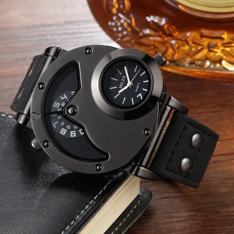 Fashion Cowboy Blue Denim Watches Men Sports Watches 2 Time Zone Leather Strap Quartz Wristwatches Man Watch Relogio Masculino Fashion Cowboy Blue Denim Watches Men Sports Watches 2 Time Zone Leather Strap Quartz Wristwatches Man Watch Relogio Masculino