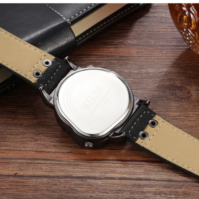 Fashion Cowboy Blue Denim Watches Men Sports Watches 2 Time Zone Leather Strap Quartz Wristwatches Man Watch Relogio Masculino Fashion Cowboy Blue Denim Watches Men Sports Watches 2 Time Zone Leather Strap Quartz Wristwatches Man Watch Relogio Masculino
