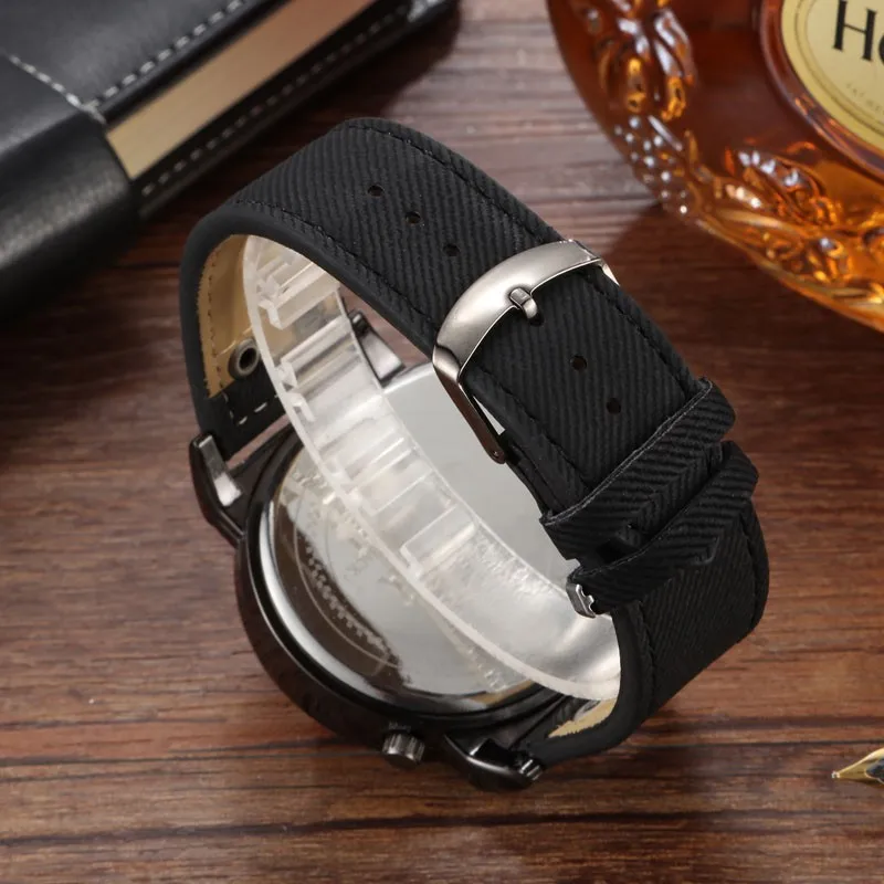 Fashion Cowboy Blue Denim Watches Men Sports Watches 2 Time Zone Leather Strap Quartz Wristwatches Man Watch Relogio Masculino Fashion Cowboy Blue Denim Watches Men Sports Watches 2 Time Zone Leather Strap Quartz Wristwatches Man Watch Relogio Masculino