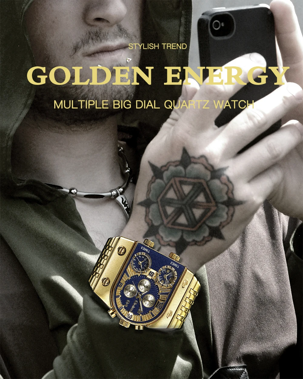 Oulm Unique Design Top Brand Men's Watch Fashion Business Stainless Steel Quartz Watch New Style Hot Men Watch Relogio Masculino