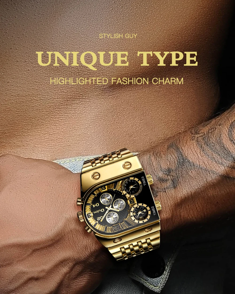 Oulm Unique Design Top Brand Men's Watch Fashion Business Stainless Steel Quartz Watch New Style Hot Men Watch Relogio Masculino