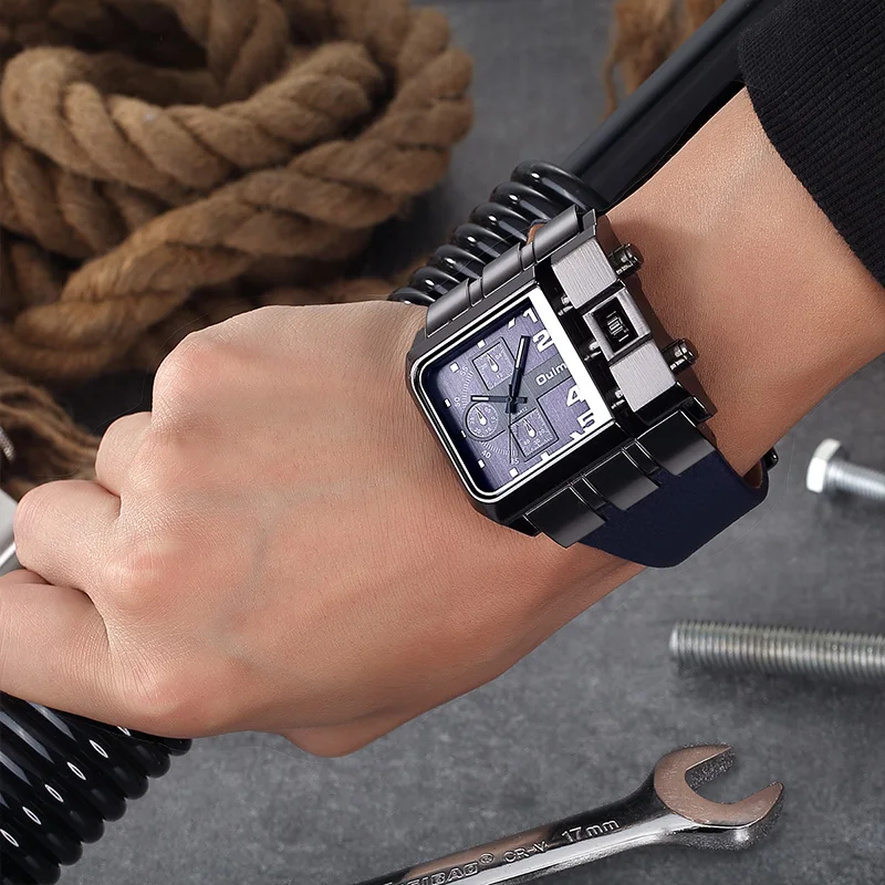 Oulm 3364 Fashion Casual Men Watch Big Size Square Face Wristwatch Male Clock Sport Unique Watches