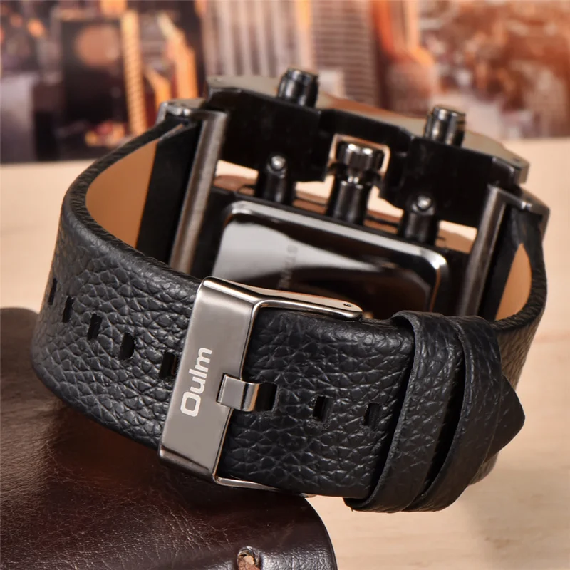 Oulm 3364 Fashion Casual Men Watch Big Size Square Face Wristwatch Male Clock Sport Unique Watches