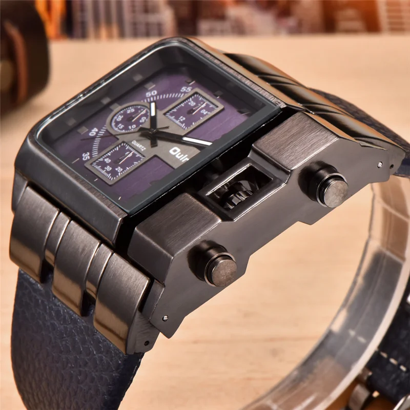 Oulm 3364 Fashion Casual Men Watch Big Size Square Face Wristwatch Male Clock Sport Unique Watches