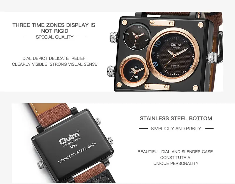 Oulm Brand New Style Unique Designer Men's Watch High Quality Fabric Leather Quartz Watch Fashion Sports Watch Relogio Masculino