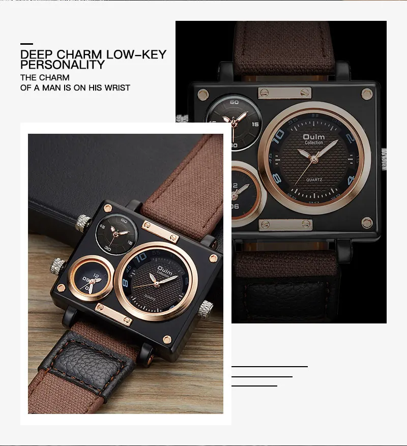 Oulm Brand New Style Unique Designer Men's Watch High Quality Fabric Leather Quartz Watch Fashion Sports Watch Relogio Masculino