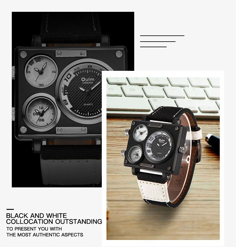 Oulm Brand New Style Unique Designer Men's Watch High Quality Fabric Leather Quartz Watch Fashion Sports Watch Relogio Masculino