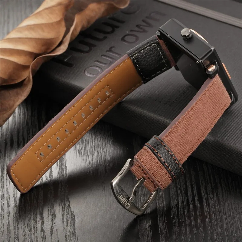 Oulm Watch Luxury Brand Men Fabric Srap Quartz Watch Clock Male Multiple Time Zones Square Sports Watches relogio masculino