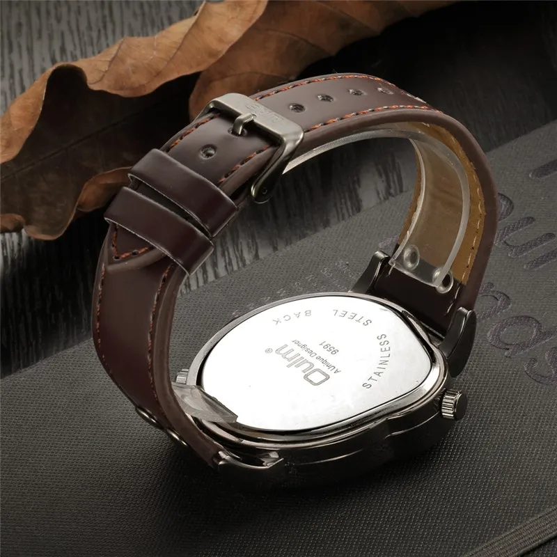 Oulm Designer Brand Luxury Watches For Men Dual Time Quartz Watch Casual Man Leather Watch Sport Male Clock relogio masculino