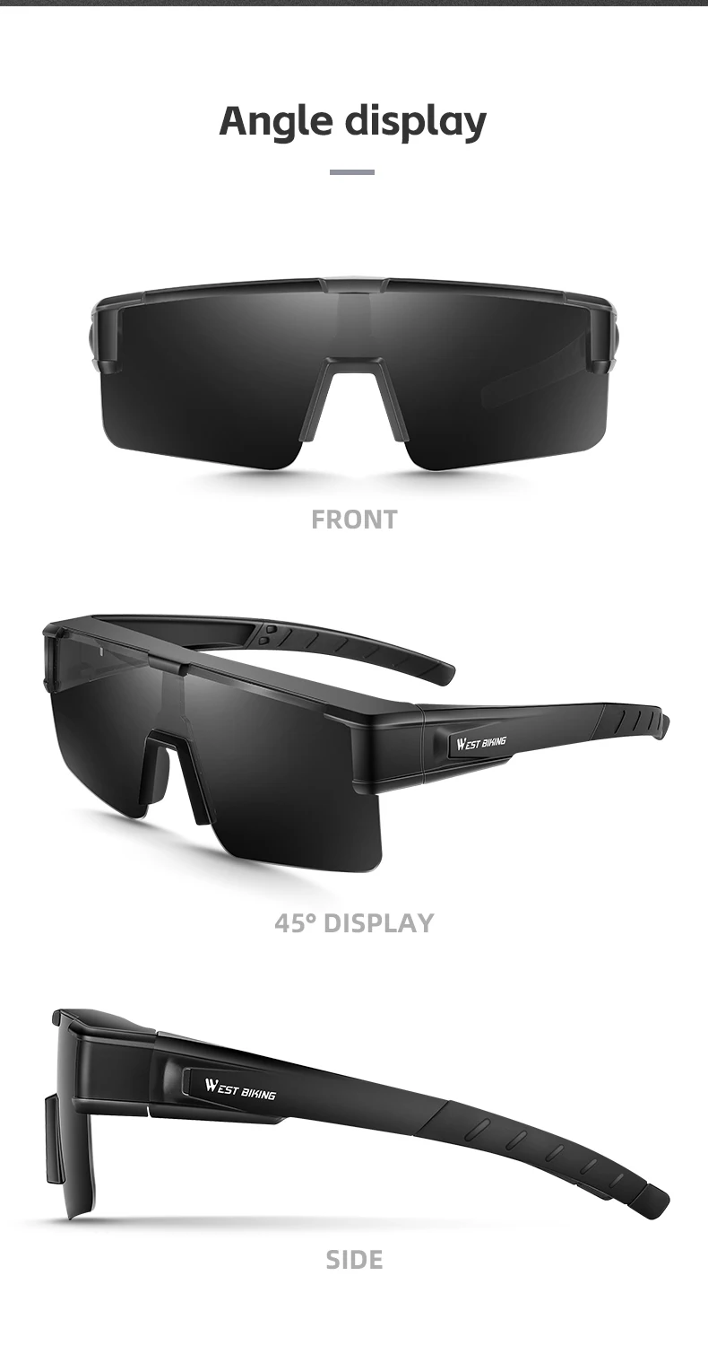 WEST BIKING Large Frame Cycling Polarized Glasses Bike Photochromic Outdoor Sunglasses Fit Over Myopic Goggles Bicycle Accessory