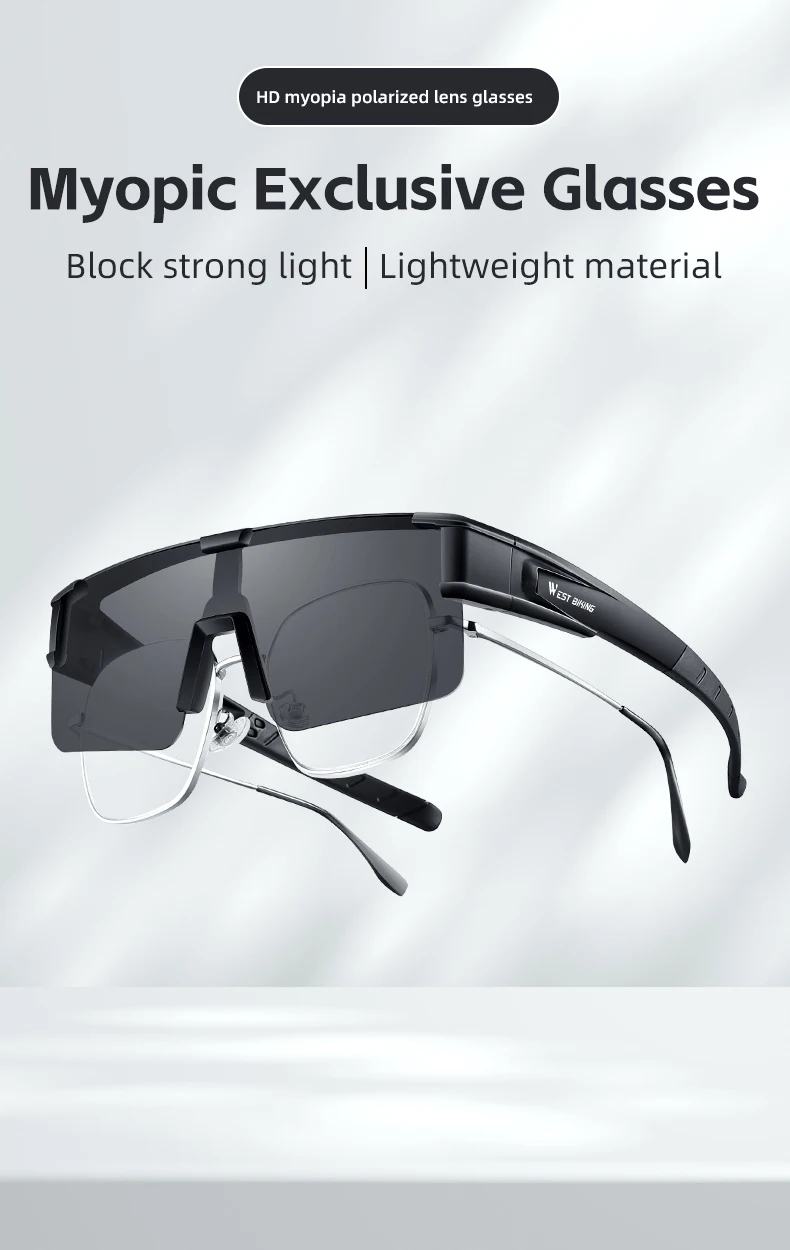 WEST BIKING Large Frame Cycling Polarized Glasses Bike Photochromic Outdoor Sunglasses Fit Over Myopic Goggles Bicycle Accessory