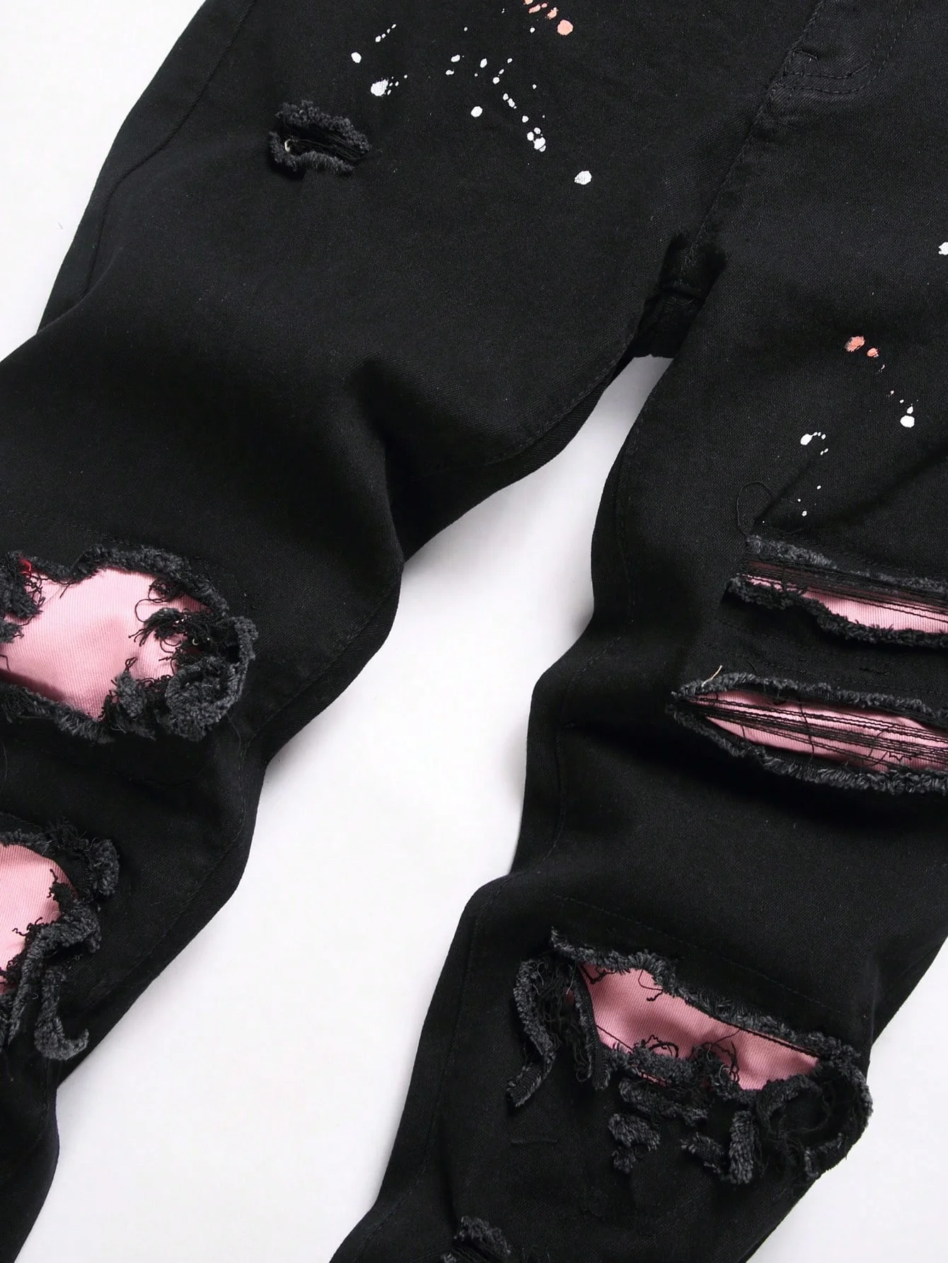 Men y2k Stretchy Skinny Denim Jeans For Men Casual pants Ripped Patchwork Hole Slim Fit Denim Hip Hop Black Straight Trousers