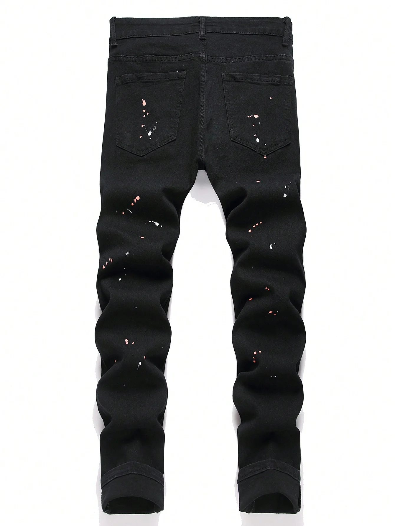 Men y2k Stretchy Skinny Denim Jeans For Men Casual pants Ripped Patchwork Hole Slim Fit Denim Hip Hop Black Straight Trousers