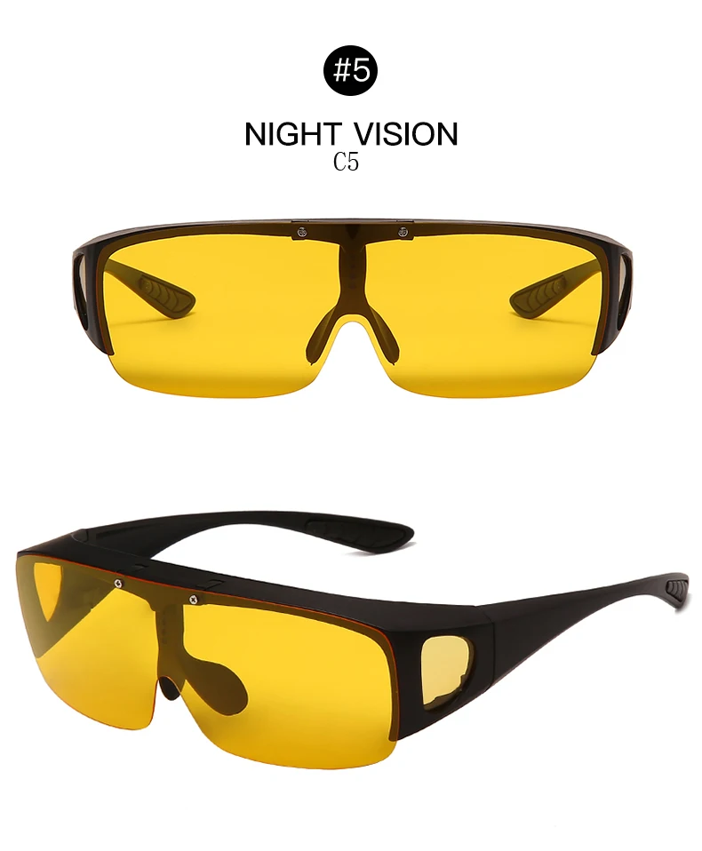 Cycling Photochromic Polarized Flip Up Sunglasses Men Outdoor UV400 Night Vision Driving Square Color Change Goggles