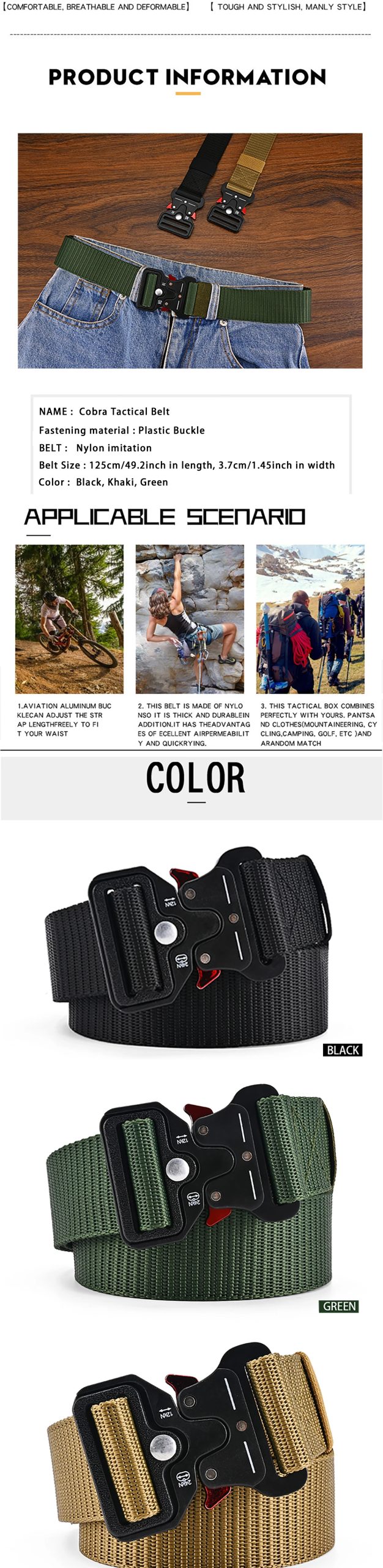 Versatile Men's Tactical Belts - Durable, Adjustable Design-For Outdoor Sports Enthusiasts，Pair with Pants Jeans，For Men Women ﻿