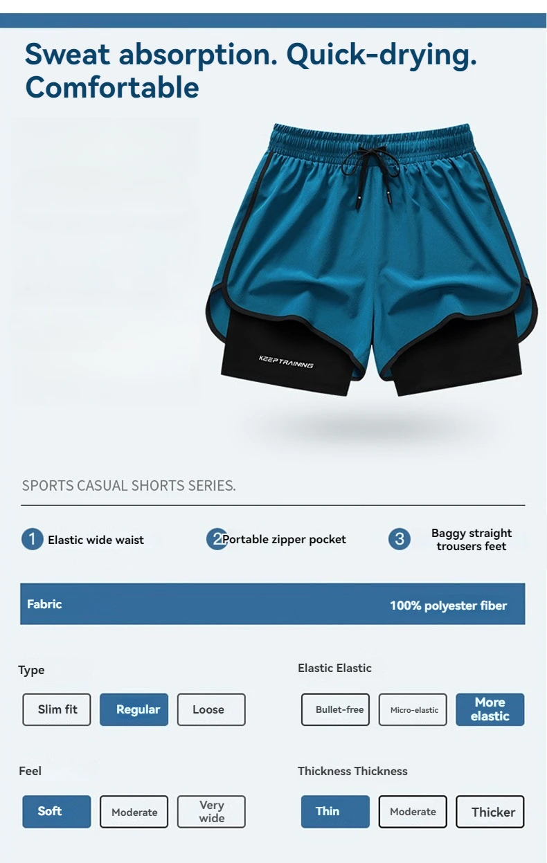 Summer New High Quality Ice Silk Shorts For Sports Quick Drying Fitness Men's Three Piece Running Basketball Shorts