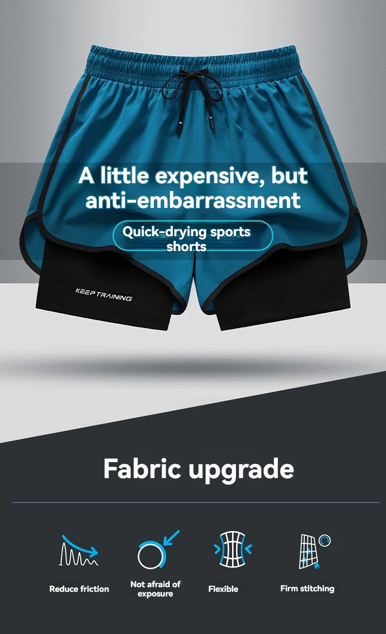 Summer New High Quality Ice Silk Shorts For Sports Quick Drying Fitness Men's Three Piece Running Basketball Shorts