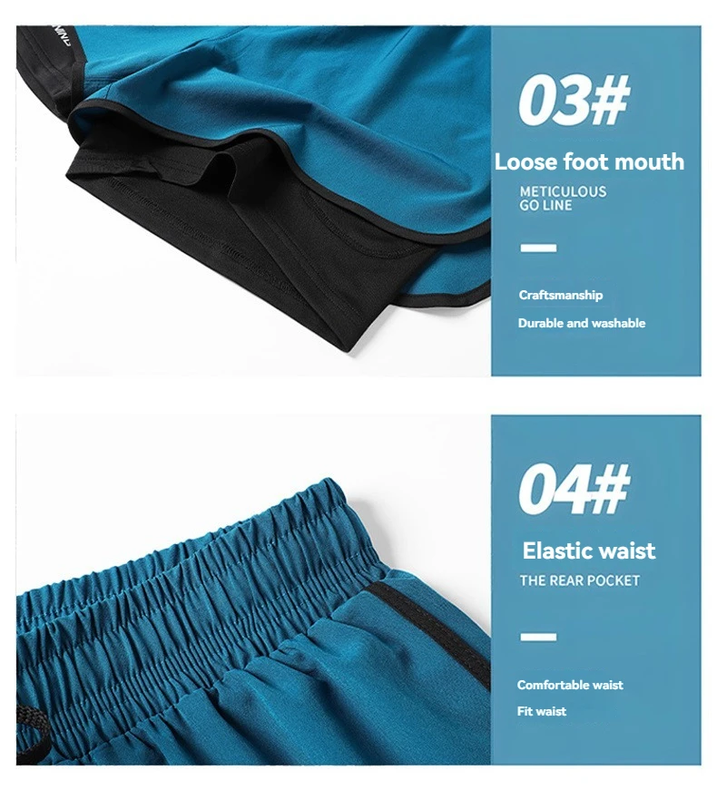 Summer New High Quality Ice Silk Shorts For Sports Quick Drying Fitness Men's Three Piece Running Basketball Shorts