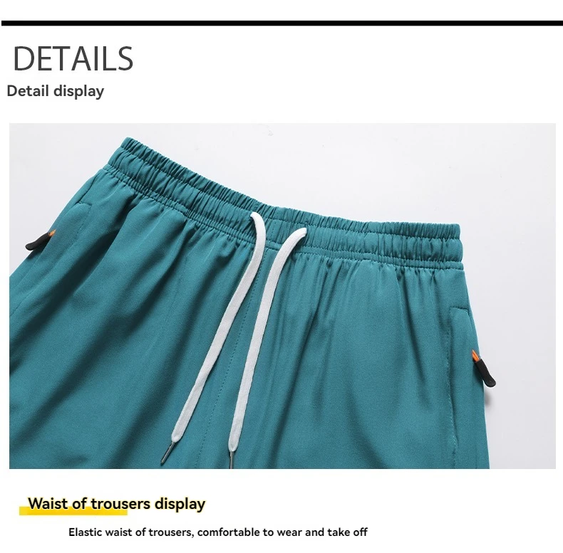 New Men's Sports Casual 3/4 Shorts With Ice Silk Lightweight Sweat-absorbing Outdoor Quick Drying Running Fitness Loose Pants