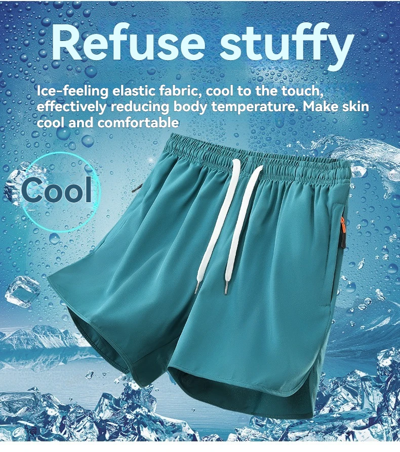 New Men's Sports Casual 3/4 Shorts With Ice Silk Lightweight Sweat-absorbing Outdoor Quick Drying Running Fitness Loose Pants