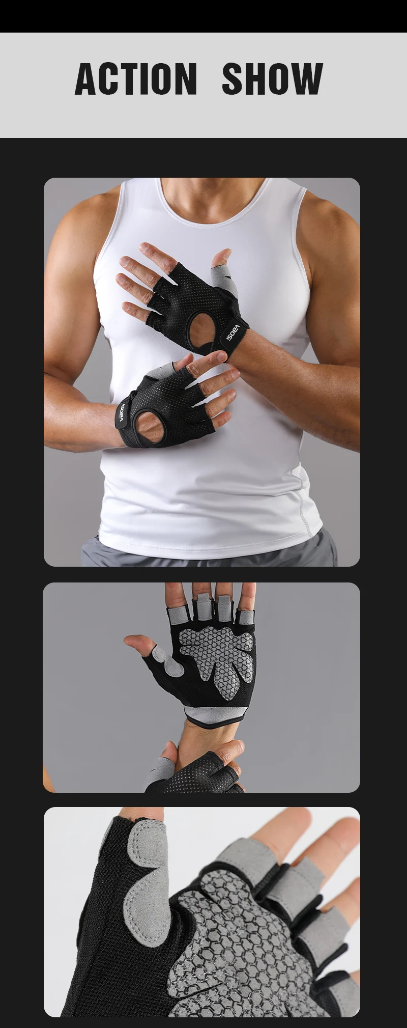 VBOSI Half-Finger Fitness Sports Gloves – Breathable, Non-Slip, Padded Palm for Weightlifting, Cycling & Driving for Women Men