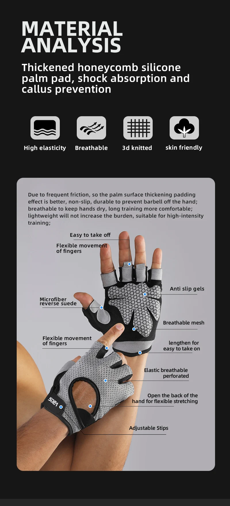 VBOSI Half-Finger Fitness Sports Gloves – Breathable, Non-Slip, Padded Palm for Weightlifting, Cycling & Driving for Women Men
