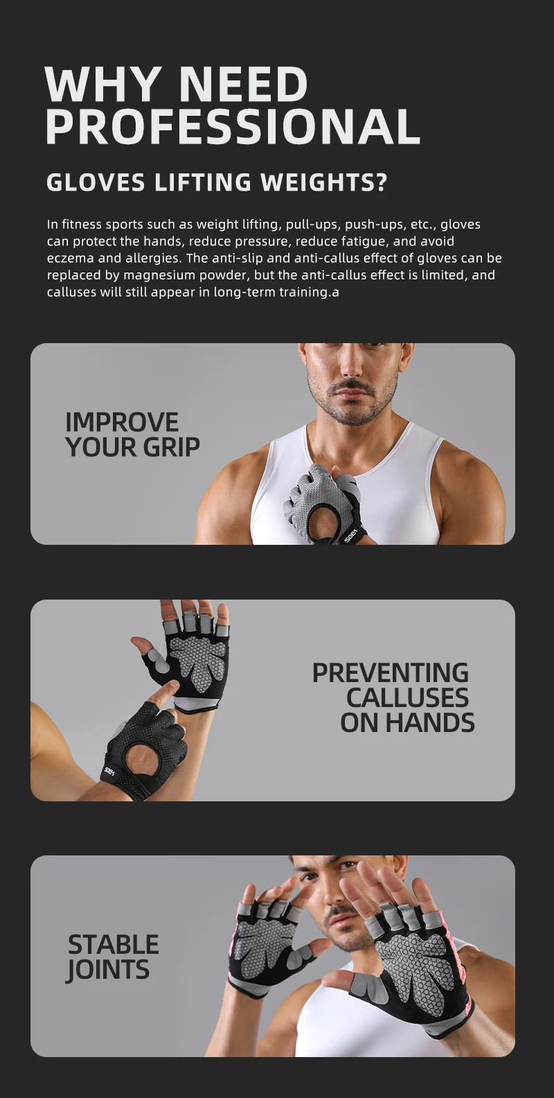 VBOSI Half-Finger Fitness Sports Gloves – Breathable, Non-Slip, Padded Palm for Weightlifting, Cycling & Driving for Women Men