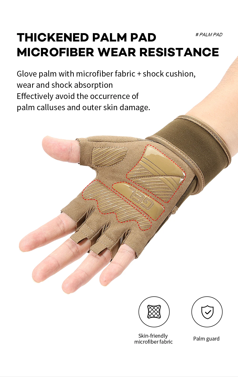 Half Finger Gym Gloves Weightlifting Dumbbell Training Anti-Slip Fitness Gloves with Wrist Support Workout Crossfit Exercise