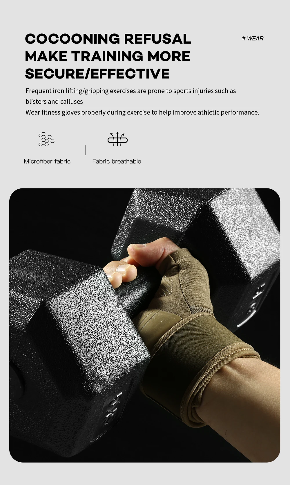 Half Finger Gym Gloves Weightlifting Dumbbell Training Anti-Slip Fitness Gloves with Wrist Support Workout Crossfit Exercise