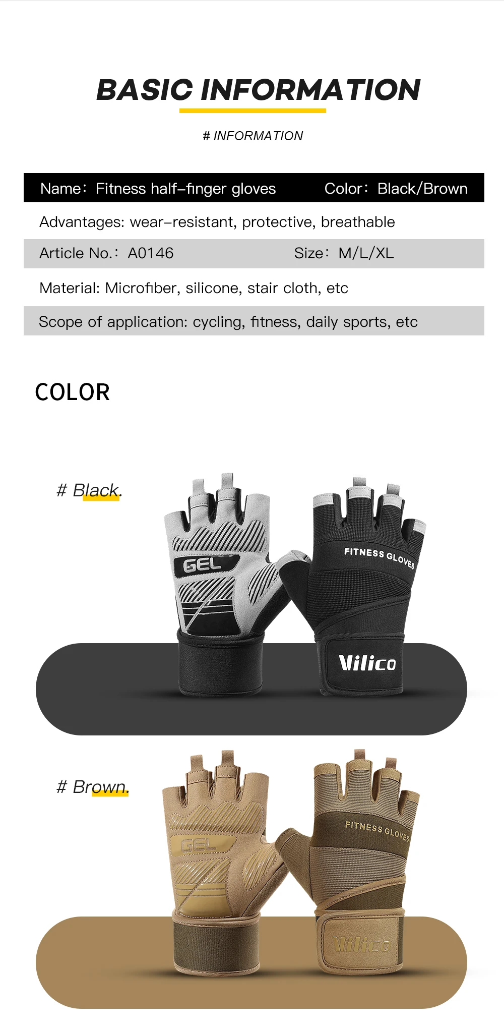 Half Finger Gym Gloves Weightlifting Dumbbell Training Anti-Slip Fitness Gloves with Wrist Support Workout Crossfit Exercise