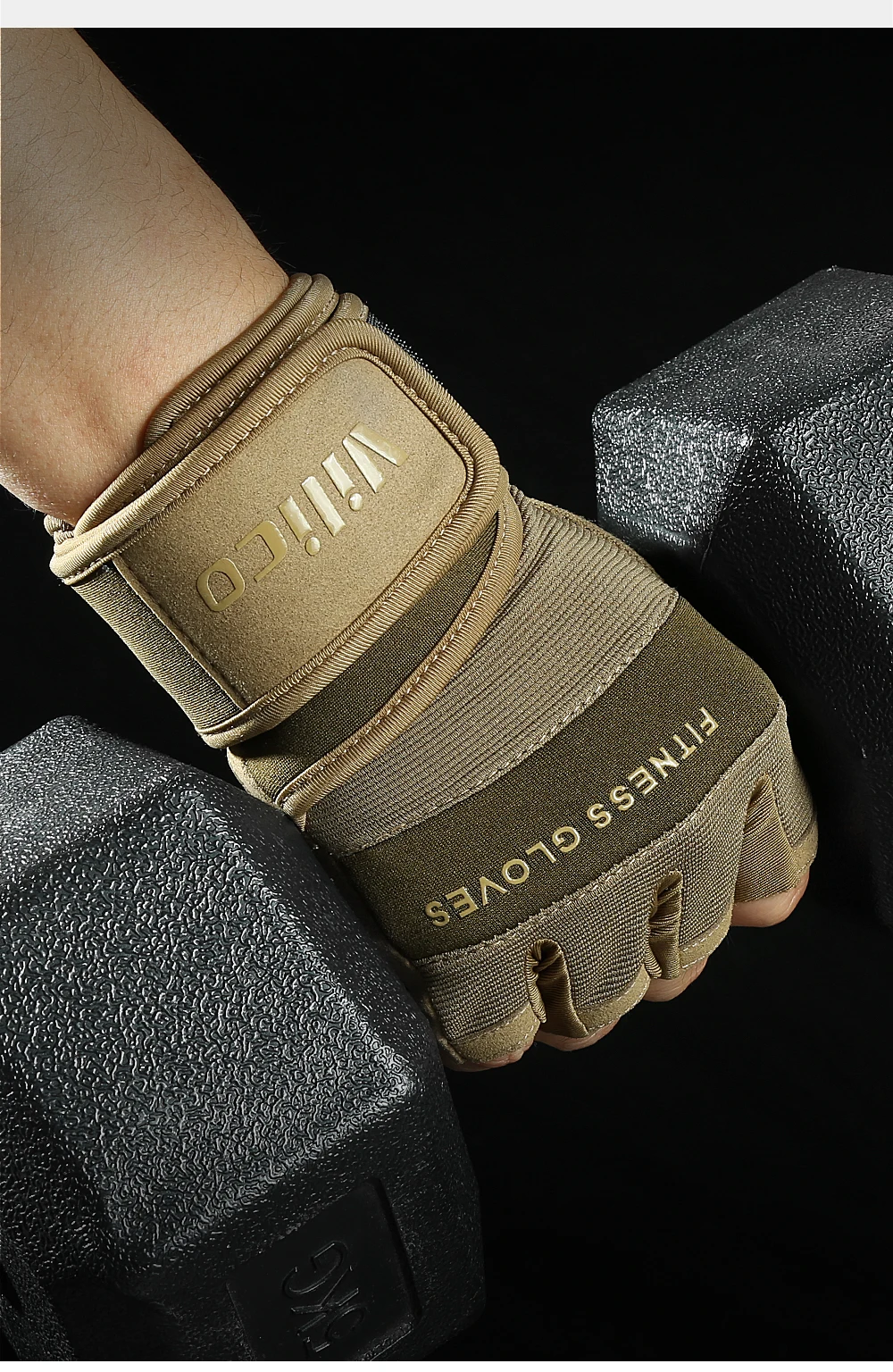 Half Finger Gym Gloves Weightlifting Dumbbell Training Anti-Slip Fitness Gloves with Wrist Support Workout Crossfit Exercise