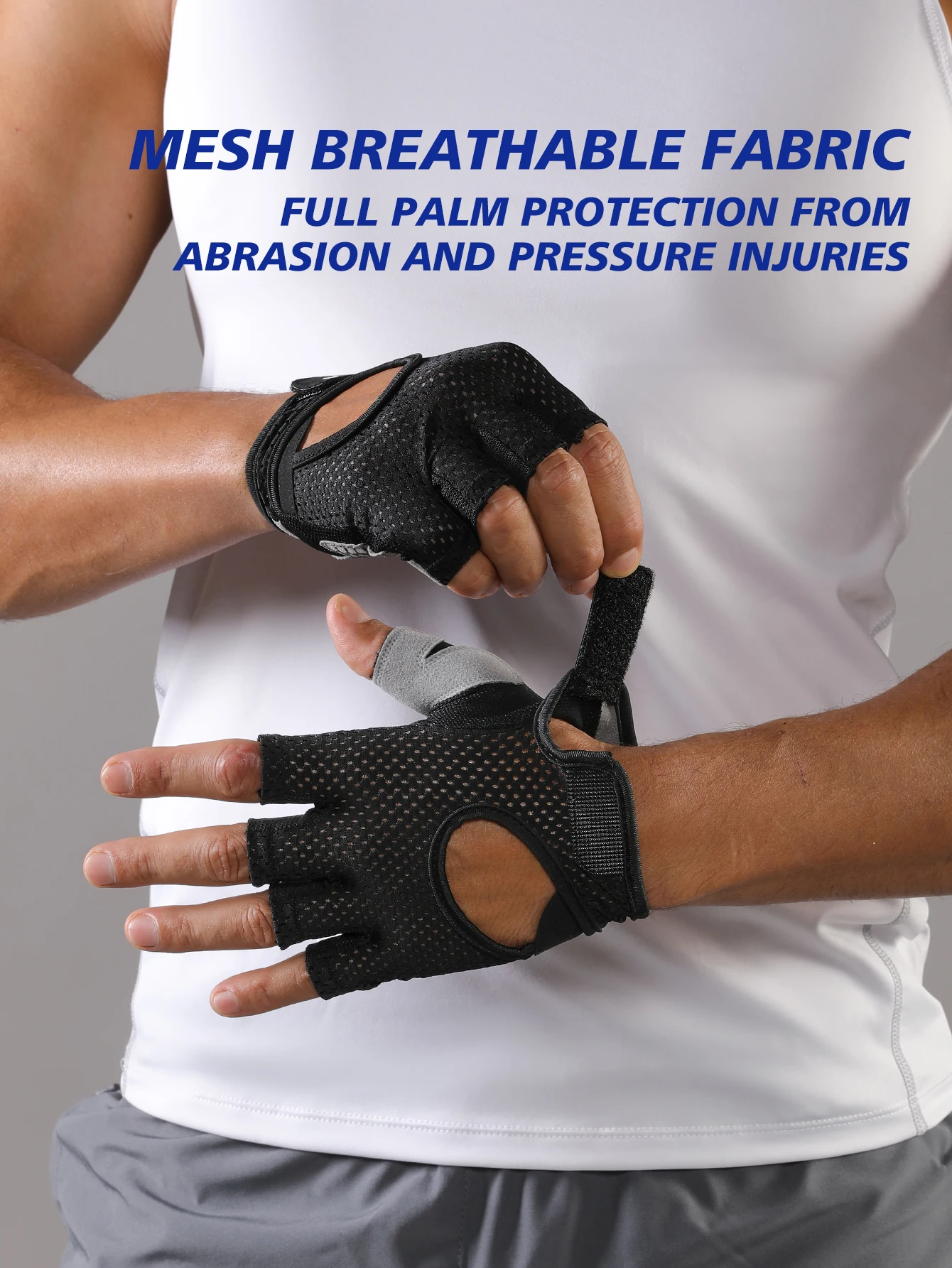 VBOSI Breathable Non-Slip Half-Finger Padded Palm Fitness Sports Gloves for Weightlifting, Cycling & Driving for Women Men