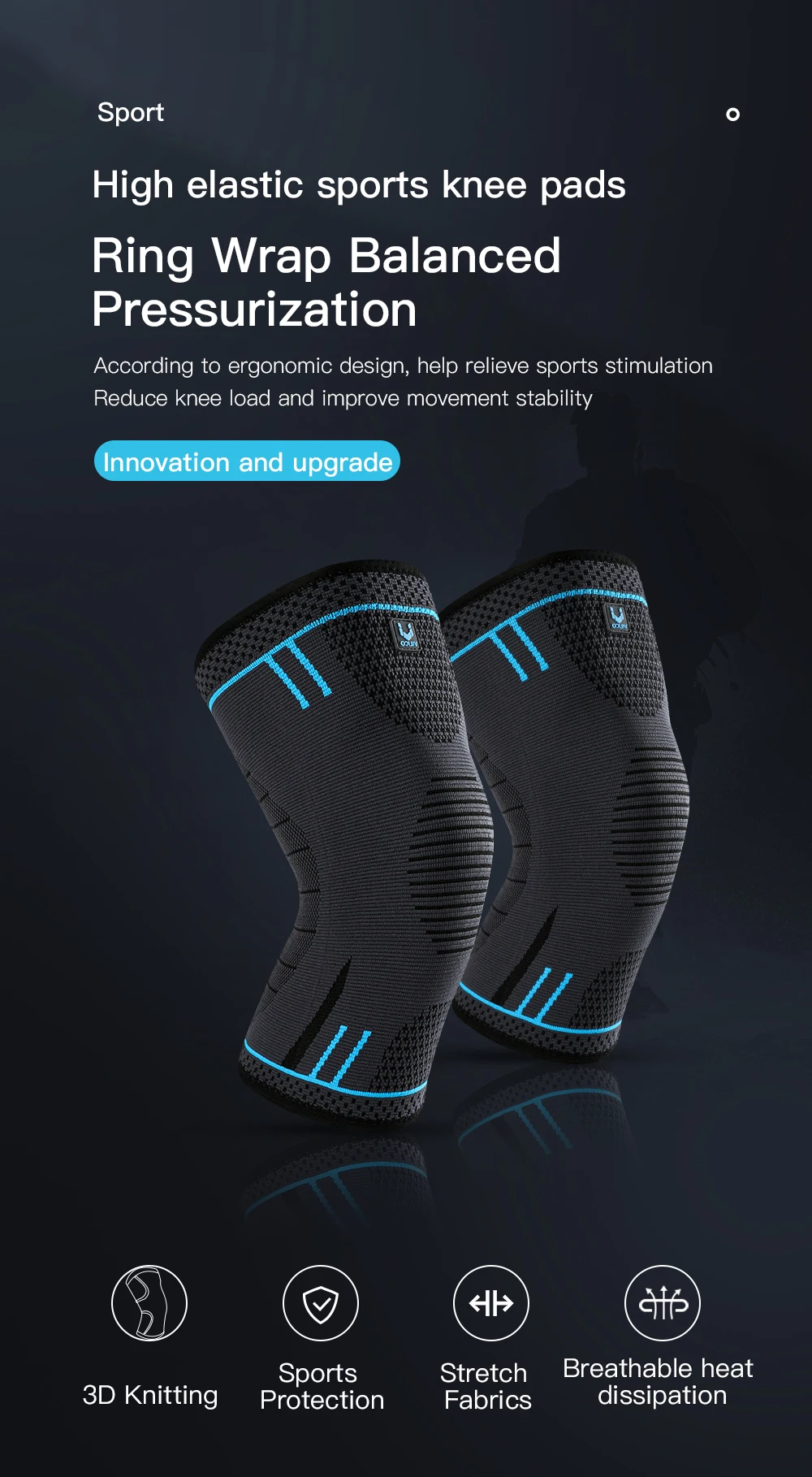 Professional Knee Support Compression Knee Sleeve Anti Slip Silicone Knee Braces for Knee Pain Meniscus Tear
