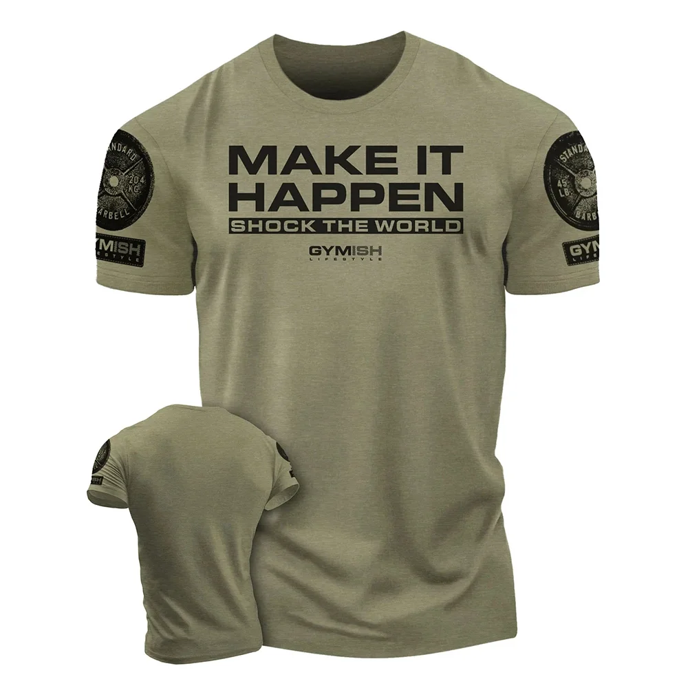 3D men's printed training T-shirt,fun gym short sleeved T-shirt,elastic breathable top