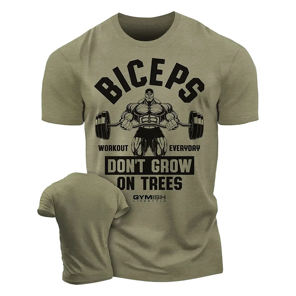 3D men's printed training T-shirt,fun gym short sleeved T-shirt,elastic breathable top